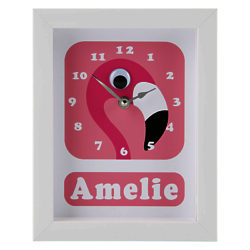 Stripey Cats Personalised Flamingo Pink Framed Clock, 23 x 18cm